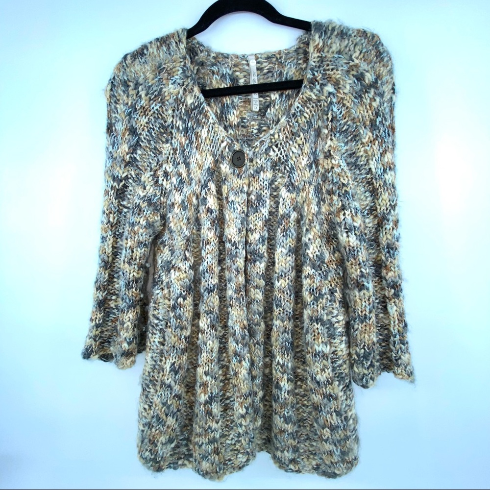 Leo & Nicole 1 Button Cardigan Sweater PLUS 1X